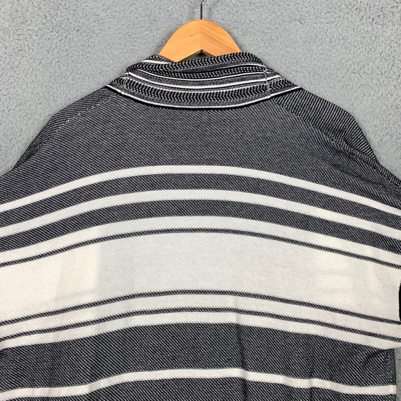 Vince. Long Cardigan Womens Medium Black/White Multi Stripe Open Front Cotton - Picture 6 of 11